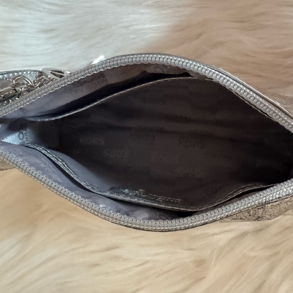 Michael Kors Shiny Silver Embossed Make-Up Case - Picture 7 of 8